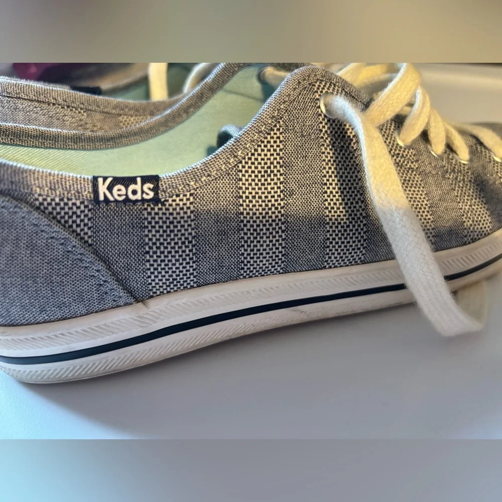 Keds Size 7‎ Women’s Navy Blue And White Pattern In EUC  WF54698